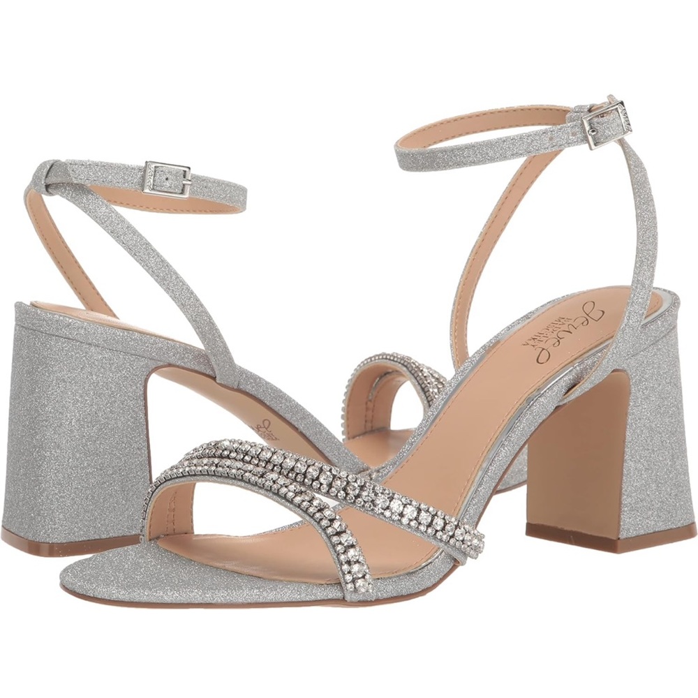Jewel Badgley Mischka Rosa Block Heel Sandal with Gemstone
